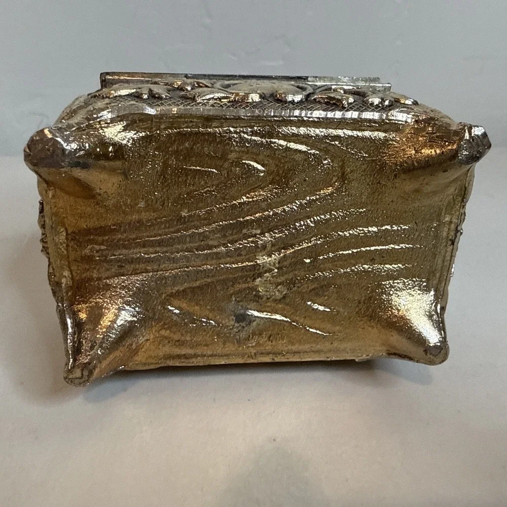 Victorian Style Rose Cameo Vanity Trinket Box Vintage Japan Signed Red Velvet